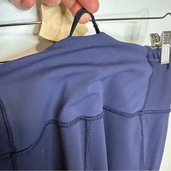 Lululemon Navy Blue Sheer Panel Reflective Ankle Leggings Sz 8 Yoga Fitness - Picture 11 of 13